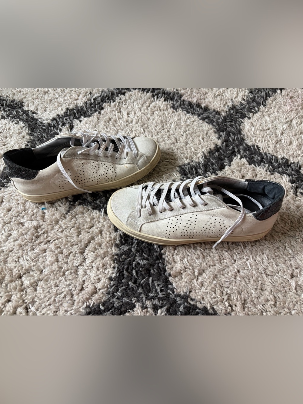 P448 White Leather Sneakers with Black Heel
